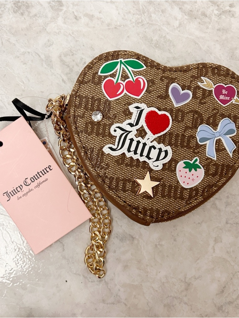 Juicy Couture Brown Heart Shaped Coin Purse NWT